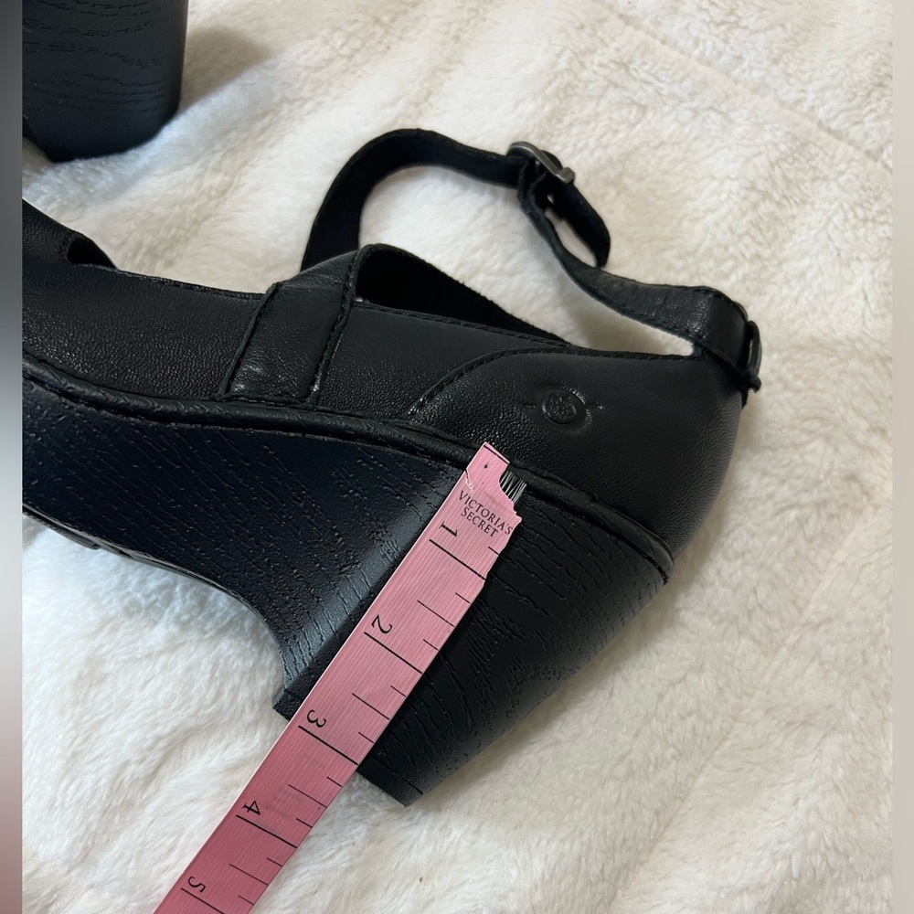 Born Black Wedge Heels Leather Cross Ankle Strap Ladies Shoes 7.5 - Picture 5 of 10